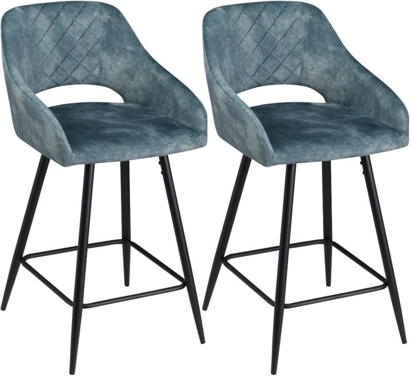 HOMCOM Set of 2 Bar Stools Blue 835-756V70BU 50 x 53 x 94 cm