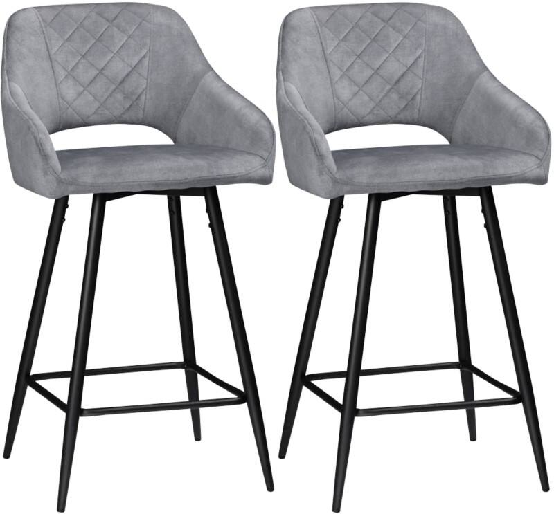 HOMCOM Set of 2 Bar Stools Grey 835-756V70GY 50 x 53 x 94 cm
