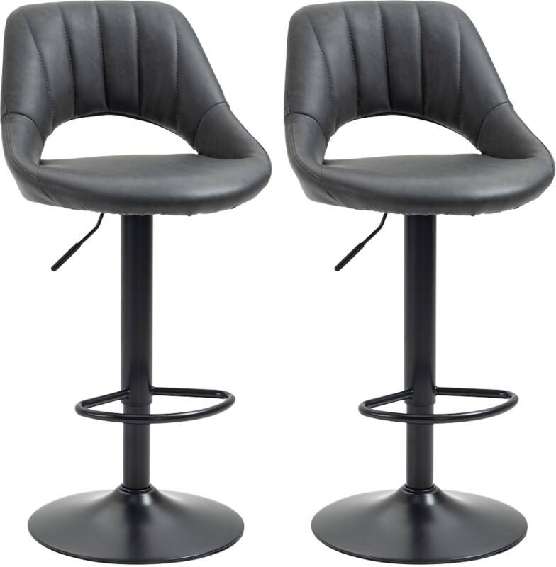 HOMCOM Set of 2 Bar Stools Grey 835-357V71GY 47 x 52 x 90 cm