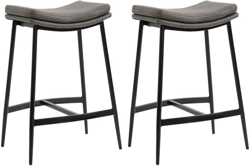 HOMCOM Set of 2 Bar Stools Grey 835-979V70GY 48.5 x 38.5 x 68.5 cm