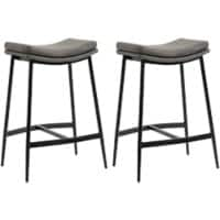 HOMCOM Set of 2 Bar Stools Grey 835-979V70GY 48.5 x 38.5 x 68.5 cm