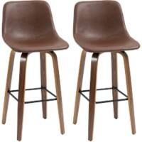 HOMCOM Set of 2 Bar Stools Brown 835-593V71BN 46 x 48 x 101 cm