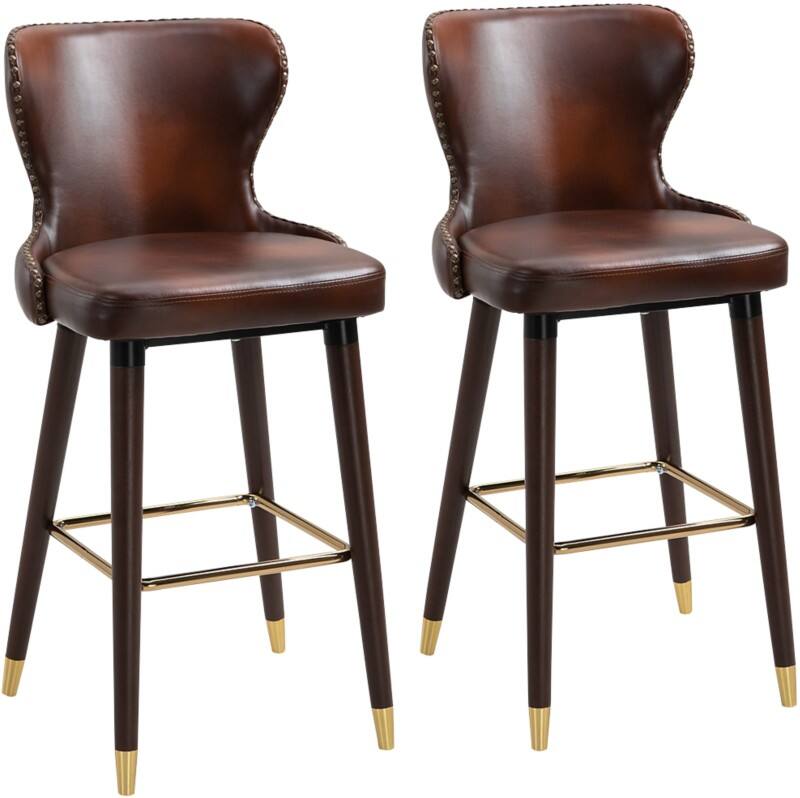 HOMCOM Set of 2 Bar Stools Brown 835-199V71BN 52 x 53 x 101 cm