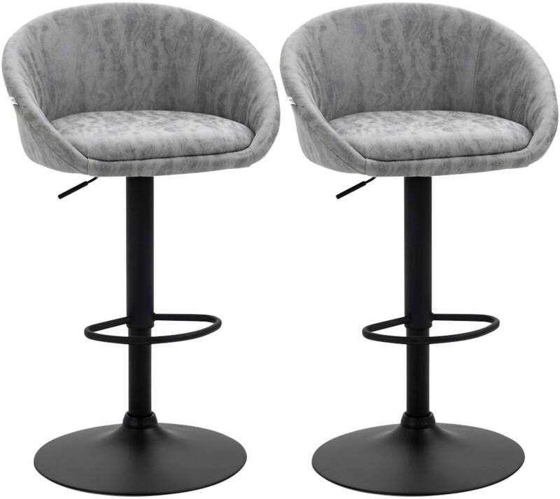 HOMCOM Set of 2 Bar Stools Light Grey 835-873V70LG 57 x 50 x 104 cm