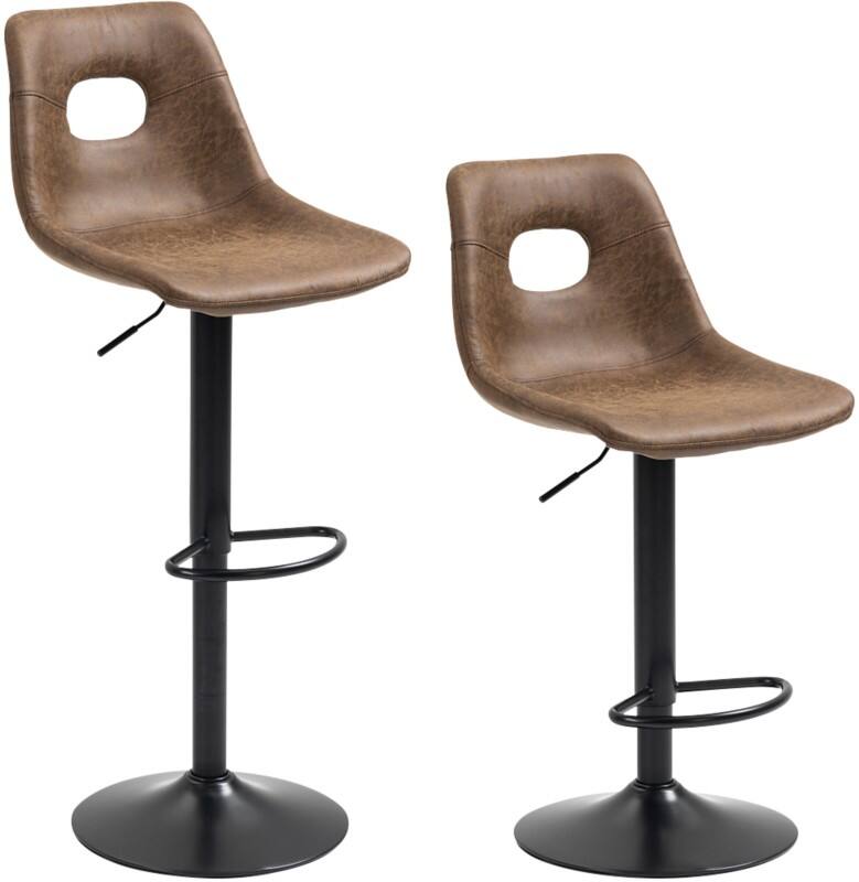 HOMCOM Set of 2 Bar Stools Brown 835-639V71BN 43 x 49 x 112 cm