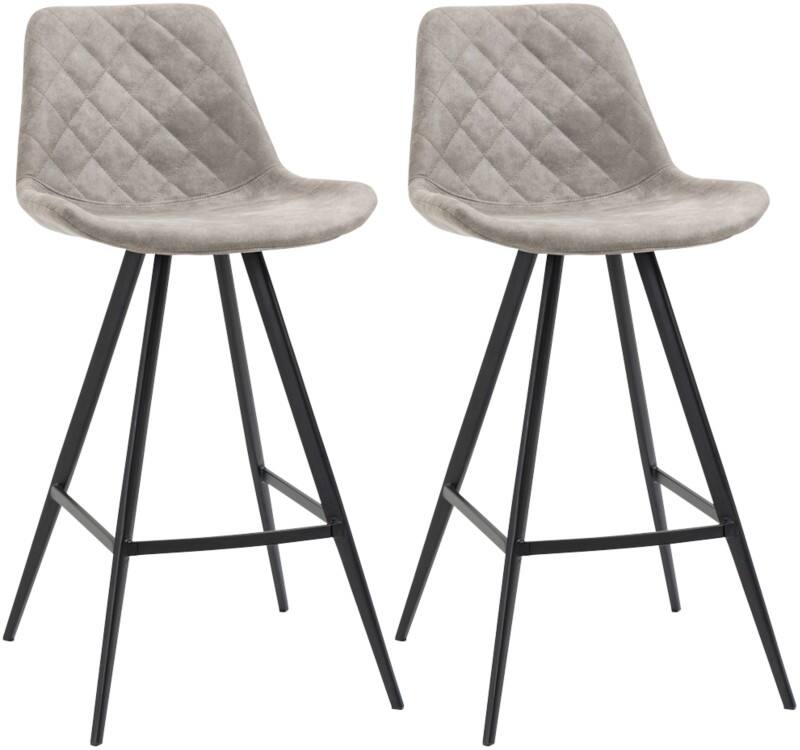 HOMCOM Set of 2 Bar Stools Grey 835-152V71GY 49.5 x 61 x 99.5 cm