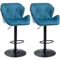 HOMCOM Set of 2 Bar Stools Blue 835-355V71BU 57 x 58 x 117 cm