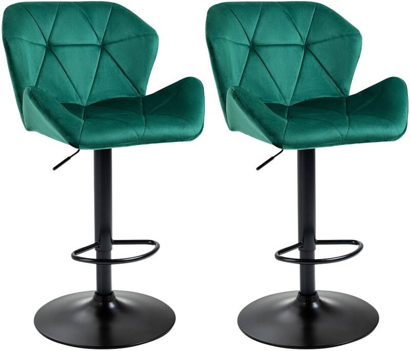 HOMCOM Set of 2 Bar Stools Green 835-355V71GN 57 x 58 x 117 cm
