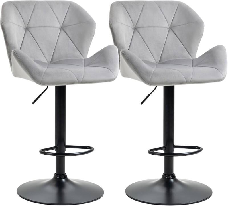 HOMCOM Set of 2 Bar Stools Grey 835-355V71GY 57 x 58 x 117 cm