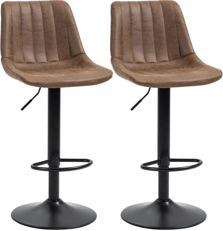 HOMCOM Set of 2 Bar Stools Brown 835-228V71BN 43 x 46.5 x 110 cm
