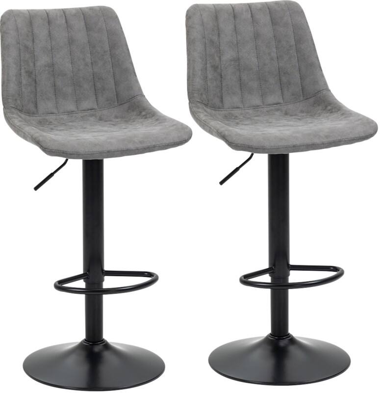 HOMCOM Set of 2 Bar Stools Grey 835-228V71GY 43 x 46.5 x 110 cm