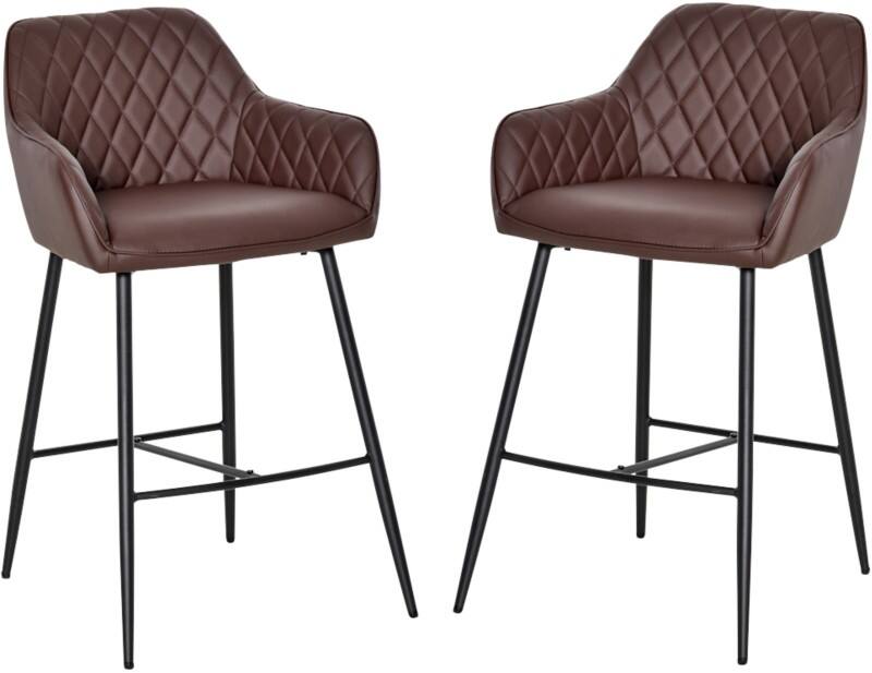 HOMCOM Set of 2 Bar Stools Brown 835-250V71BN 55.5 x 57.5 x 93 cm