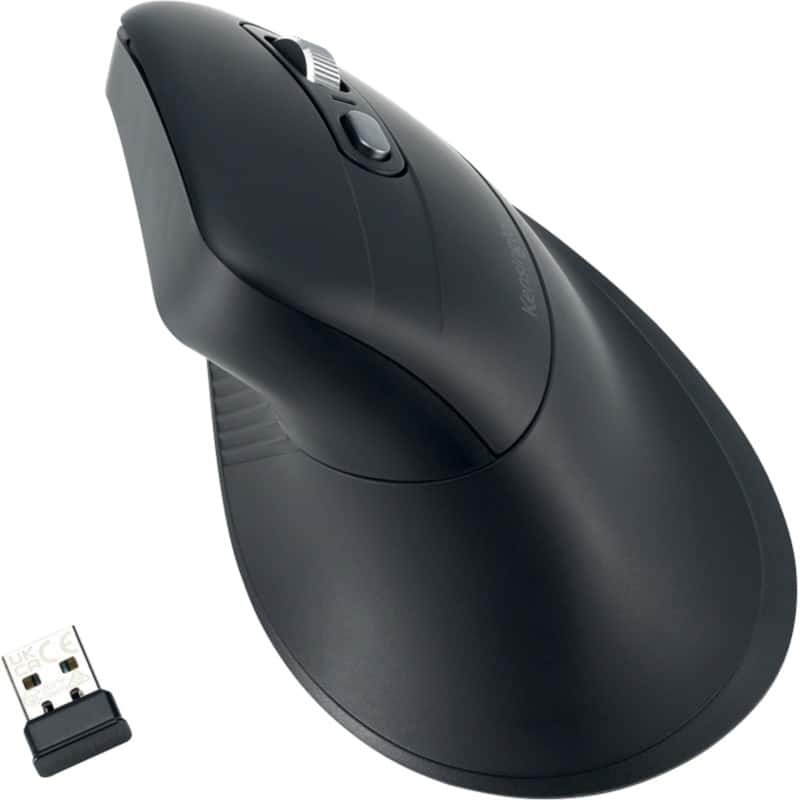 Kensington EQ Pro Fit Ergo MY630 Wireless Rechargeable Vertical Mouse K72482WW Optical For Right-Handed Users Bluetooth/USB-A Nano Receiver Black