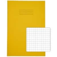 Rhino Exercise Book A4 Squared 7 mm Stapled Side Bound Manila Soft Cover Yellow Not perforated 48 Pages Pack of 100