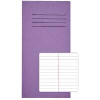 Rhino Exercise Book 200 x 100mm Ruled 8 mm Stapled Side Bound Manila Soft Cover Purple Not perforated 32 Pages Pack of 100