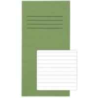 Rhino Exercise Book 200 x 100mm Ruled 8 mm Stapled Side Bound Manila Soft Cover Green Not perforated 32 Pages Pack of 100