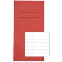 Rhino Exercise Book 200 x 100mm Ruled 12 mm Stapled Side Bound Manila Soft Cover Red Not perforated 32 Pages Pack of 100