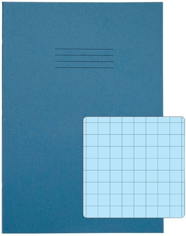 Rhino Exercise Book A4 Squared Stapled Side Bound Manila Soft Cover Blue 48 Pages Pack of 50