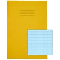 Rhino Exercise Book A4 Squared 10 mm Stapled Side Bound Manila Soft Cover Yellow Not perforated 48 Pages Pack of 50