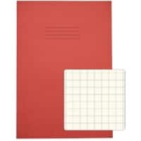 Rhino Exercise Book A4 Squared 10 mm Stapled Side Bound Manila Soft Cover Red Not perforated 48 Pages Pack of 50