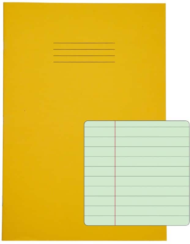 Rhino Exercise Book A4 Ruled Stapled Side Bound Manila Soft Cover Green 48 Pages Pack of 50