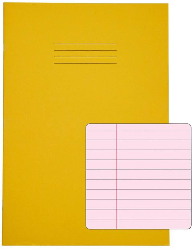 Rhino Exercise Book A4 Ruled Stapled Side Bound Manila Soft Cover Pink 48 Pages Pack of 50