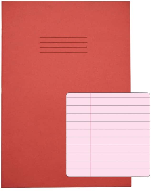 Rhino Exercise Book A4 Ruled Stapled Side Bound Manila Soft Cover Pink 48 Pages Pack of 50