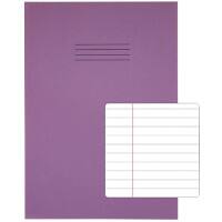 Rhino Exercise Book 339 x 240mm Ruled 8 mm Stapled Side Bound Manila Soft Cover Purple Not perforated 48 Pages Pack of 50