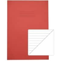 Rhino Exercise Book A4 Ruled 8 mm Stapled Side Bound Manila Soft Cover Red Not perforated 80 Pages Pack of 50