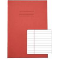 Rhino Exercise Book A4 Ruled 6 mm Stapled Side Bound Manila Soft Cover Red Not perforated 80 Pages Pack of 50