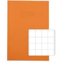 Rhino Exercise Book A4 Squared 20 mm Stapled Side Bound Manila Soft Cover Orange Not perforated 80 Pages Pack of 50