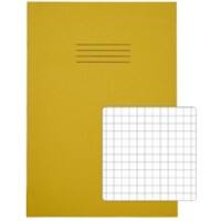 Rhino Exercise Book A4 Squared 5 mm Stapled Side Bound Manila Soft Cover Yellow Not perforated 80 Pages Pack of 50