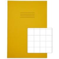 Rhino Exercise Book A4 Squared 20 mm Stapled Side Bound Manila Soft Cover Yellow Not perforated 80 Pages Pack of 50