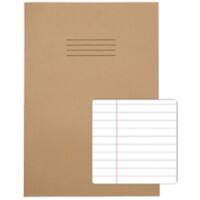 Rhino Exercise Book A4 Ruled 8 mm Stapled Side Bound Manila Soft Cover Brown Not perforated 80 Pages Pack of 50