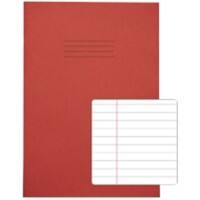 Rhino Exercise Book A4 Ruled 8 mm Stapled Side Bound Manila Soft Cover Red Not perforated 64 Pages Pack of 50