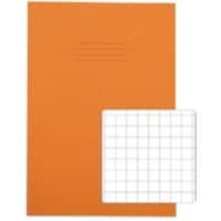 Rhino Exercise Book A4 Squared 10 mm Stapled Side Bound Manila Soft Cover Orange Not perforated 64 Pages Pack of 50