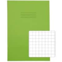 Rhino Exercise Book A4 Squared 10 mm Stapled Side Bound Manila Soft Cover Green Not perforated 64 Pages Pack of 50