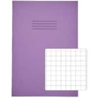 Rhino Exercise Book A4 Squared 10 mm Stapled Side Bound Manila Soft Cover Purple Not perforated 64 Pages Pack of 50