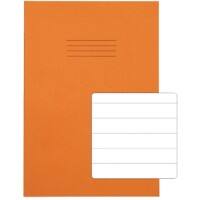 Rhino Exercise Book A4 Ruled 15 mm Stapled Side Bound Manila Soft Cover Orange Not perforated 64 Pages Pack of 50