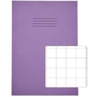 Rhino Exercise Book A4 Squared 20 mm Stapled Side Bound Manila Soft Cover Purple Not perforated 32 Pages Pack of 100