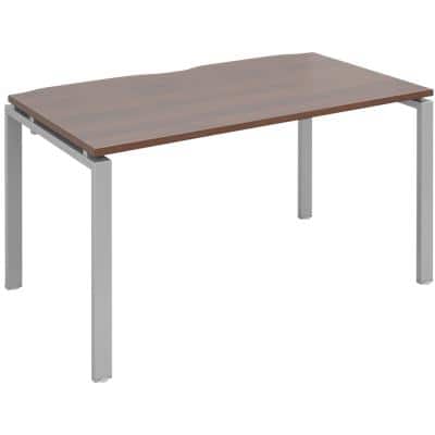 Dams International Rectangular Single Desk with Walnut Melamine Top and Silver Frame 4 Legs Adapt II 1400 x 800 x 725mm