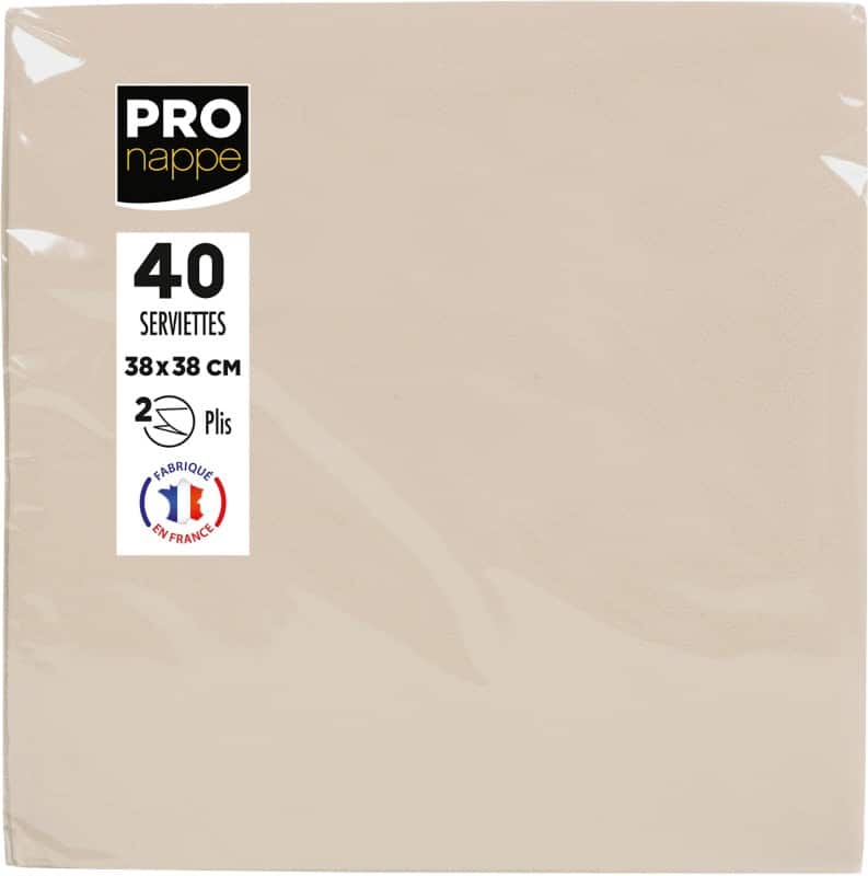 PROnappe Napkins 2 Ply Cream 19 x 19 x 7.5 cm 40 Pieces