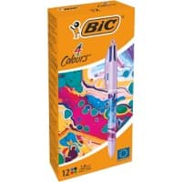 BIC 4 Colours Hydro Purple Retractable Ballpoint Pen Multicolour 0.4 mm Medium Ballpoint Refillable