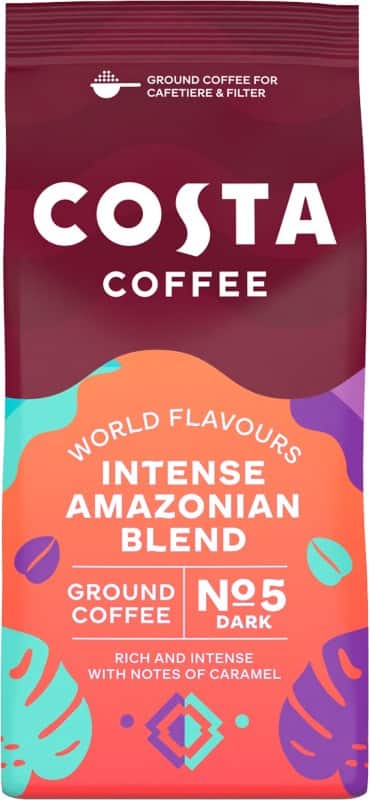 COSTA COFFEE Ground Coffee Bags Ground Intense Amazonian 5 Dark 200 g 