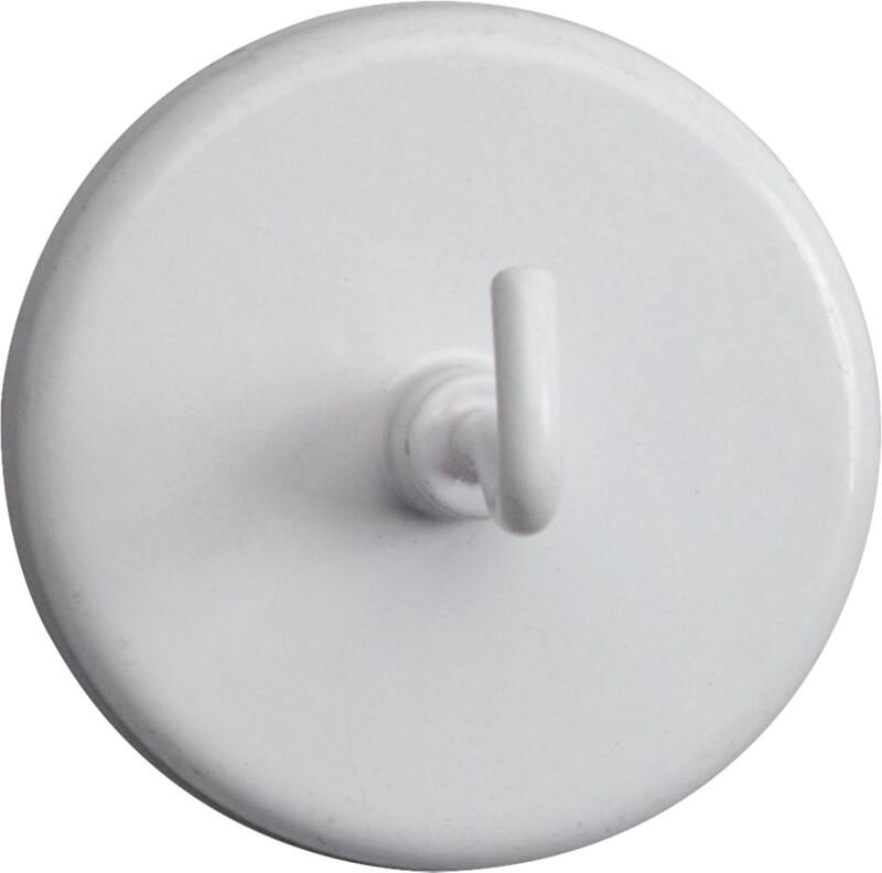 Maul Hook Circular Hook Magnet White 12 kg bearing-capacity 47 mm Pack of 5