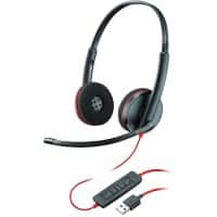 Poly Plantronics Wired Headset Over-the-head USB Noise Cancelling With Microphone Stereo C3220 Black, Red