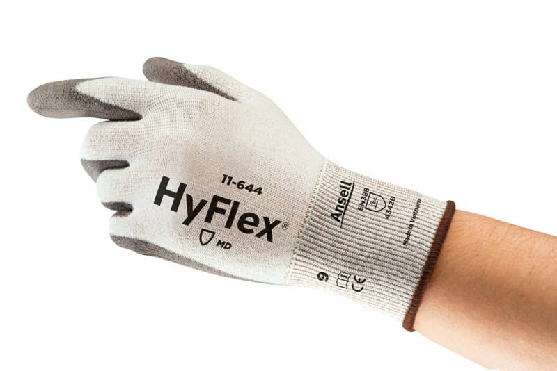 Ansell HyFlex Mechanical Protection Non-Disposable Handling Gloves PU (Polyurethane) HPPE (High-Performance Polyethylene), Nylon, Spandex Extra Extra Extra Large (XXXL) Grey, White 12 Pairs