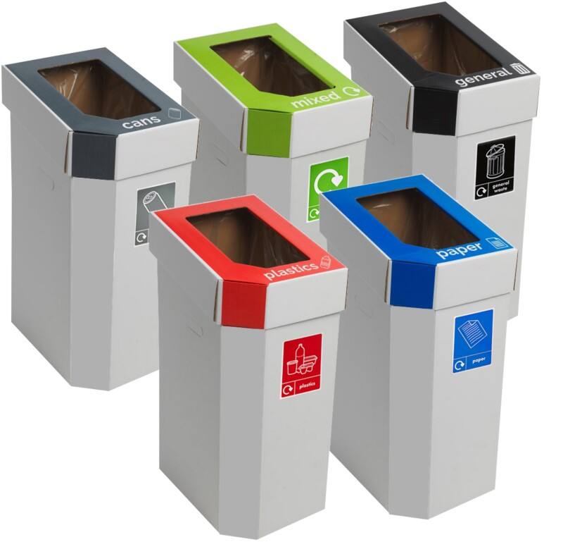 GPC Recycling Bins Set of 5 Grey Cardboard CB030Z