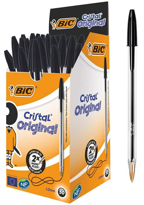 BIC Cristal Original Ballpoint Pen Black 0.4 mm Medium Ballpoint Pack of 50