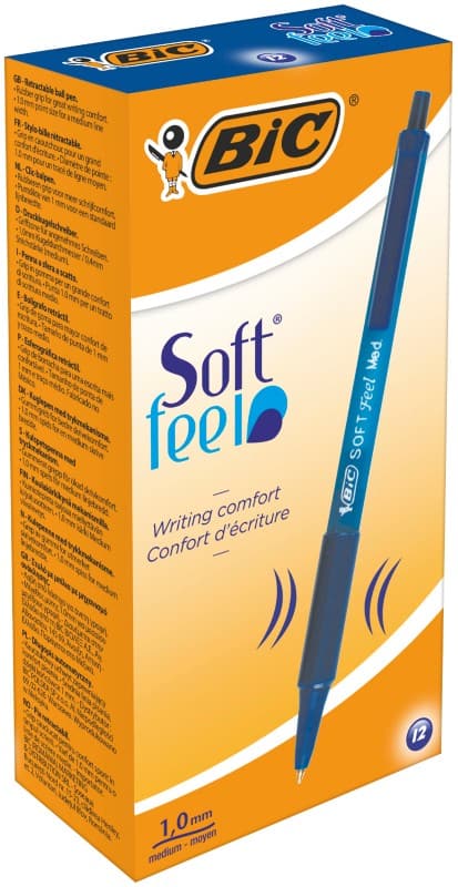 BIC Soft Feel Soft Feel Retractable Ballpoint Pen Blue 0.4 mm Medium Ballpoint Refillable Pack of 12